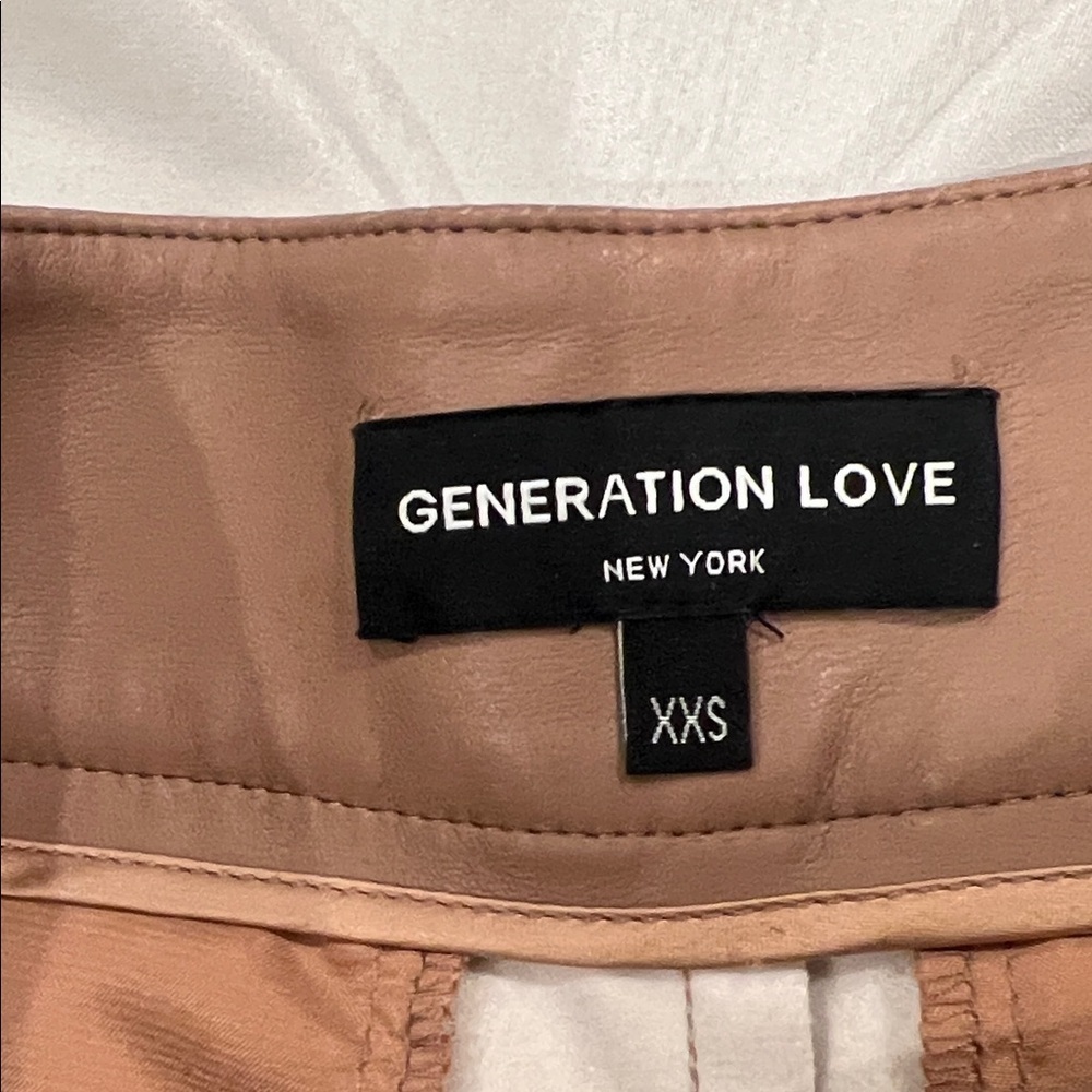 Generation Love High Waist Faux Leather Tan Shorts Size  XXS - Picture 2 of 9